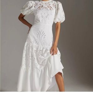 Anthropologie Shoshanna  Soren Tiered Eyelet Lace  Maxi Dress